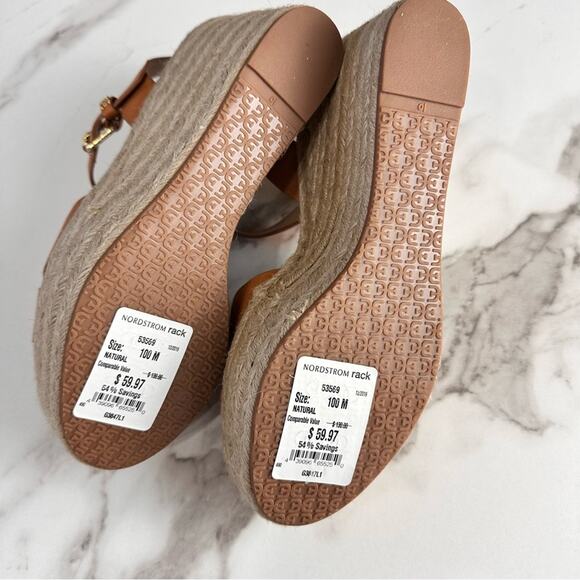 Sam Edelman Maura Espadrille Tan Leather Wedge Sandals Size 10 NEW - Picture 9 of 11